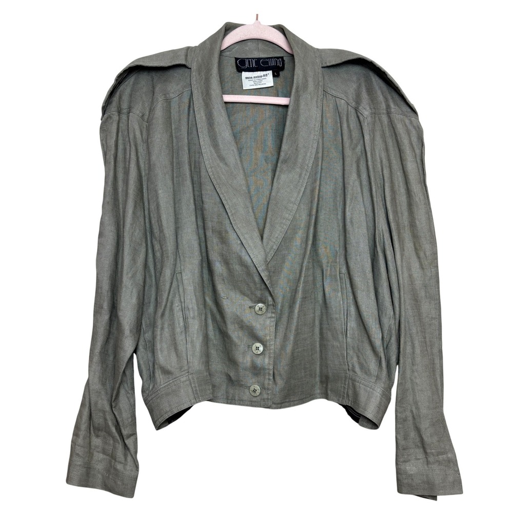 Vintage 90s Gene Ewing BIS Linen Jacket Womens Large Minimalist Chic Artsy Class